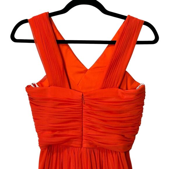 Alfred Sung Full Length Chiffon V-Neck Dress Tangerine Tango D678 Women's 2 NWT - Picture 6 of 10